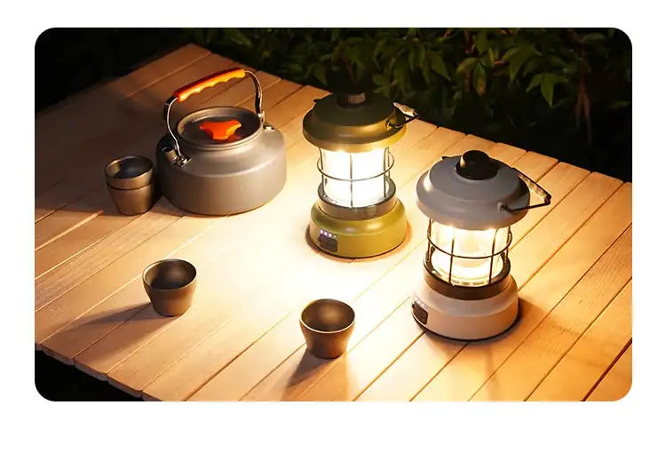Retro Lamp Portable Camping Lantern USB Recharge Camping Tent Travel Light Vintage Outdoor Lighting Camping Equipment Flashlight