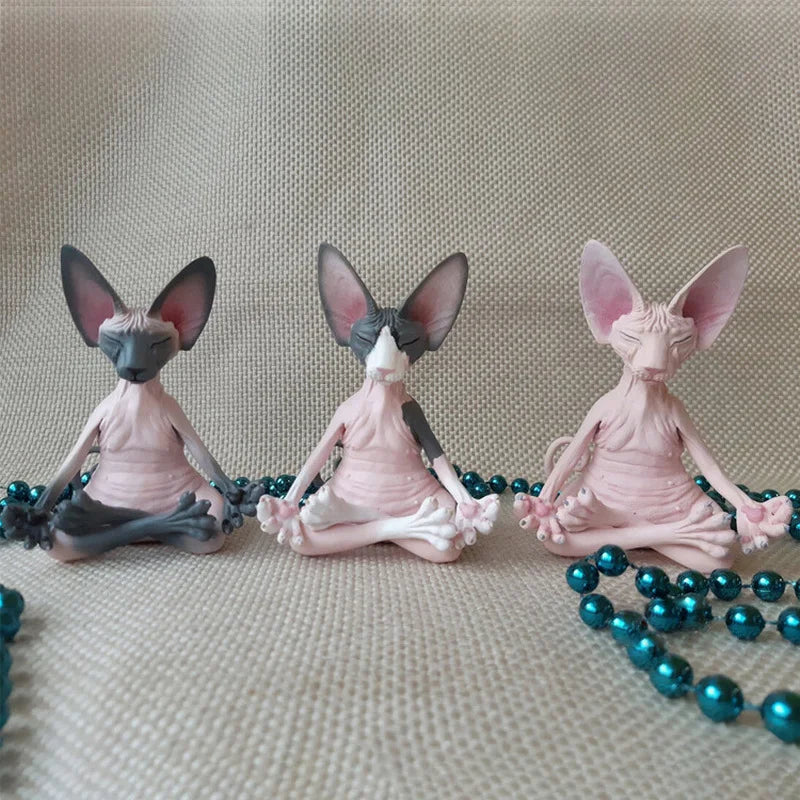 Meditation Yoga Happy Cat Whimsical Buddha Sphinx Cat Statue Art Deco Sculpture Outdoor Garden Statue Lootquake LLC
