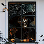 Halloween decoration, 1 piece, polyester material window banner with terrifying and fantastical patterns, evil witch theme