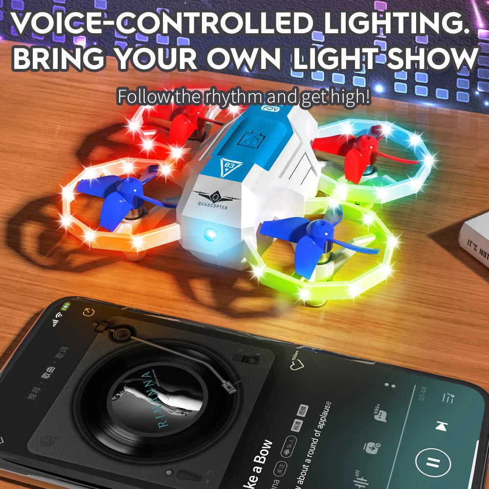 KF601 New Mini Drones With Music And Lights For Beginners Quadcopter 36km/h Easy To Control RC Helicopter Children Toys Gifts