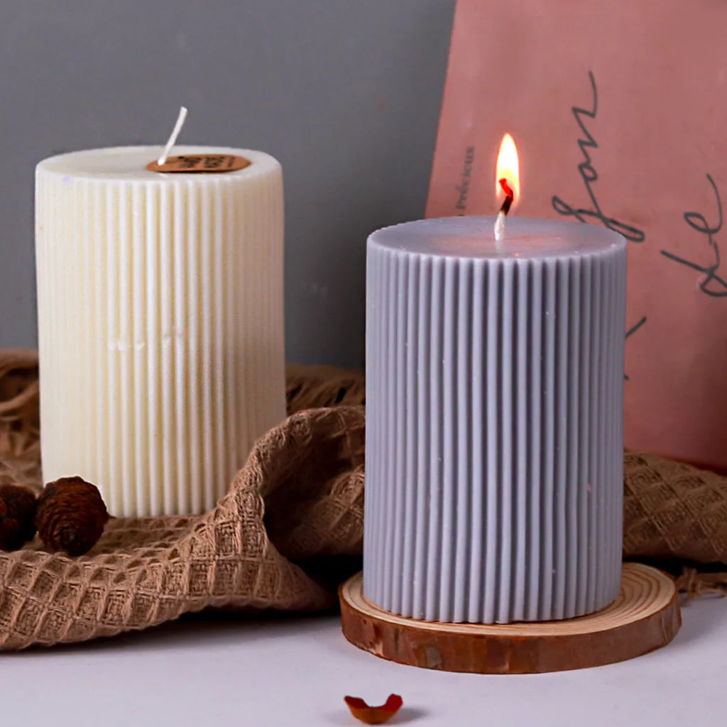 Striped Cylindrical Candle Silicone Mold Handmade Scented Candle Making Wax Mould DIY Crystal Epoxy Resin Craft Molds Home Decor Lootquake LLC