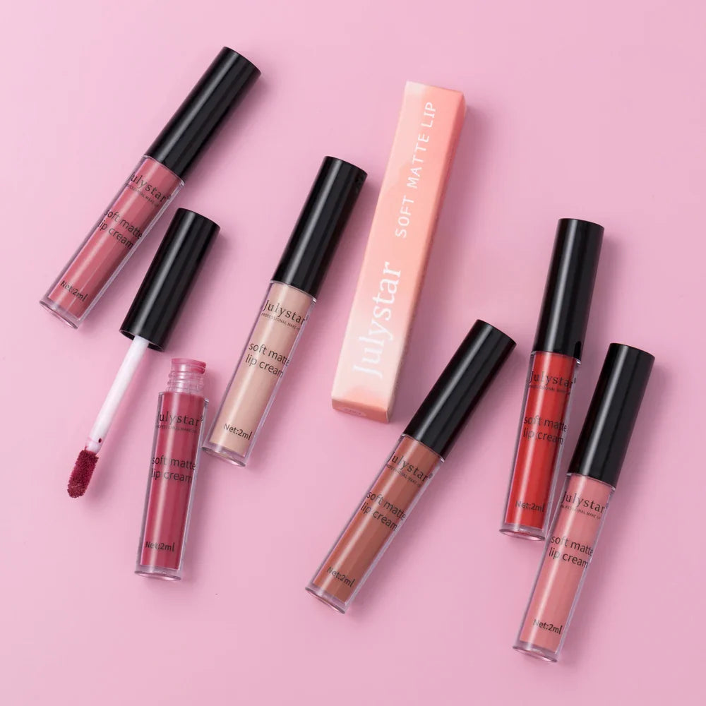 6-Color Velvet Lip Glaze Lipstick High Color Lip Makeup Waterproof Long-Lasting Nude Lip Color Liquid Cosmetics Lootquake LLC