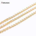 4mm*4.5mm 14K Real Gold Plated Round Textured Chains For Necklace Making, DIY Jewelry Accessories Handmade Crafts Chains