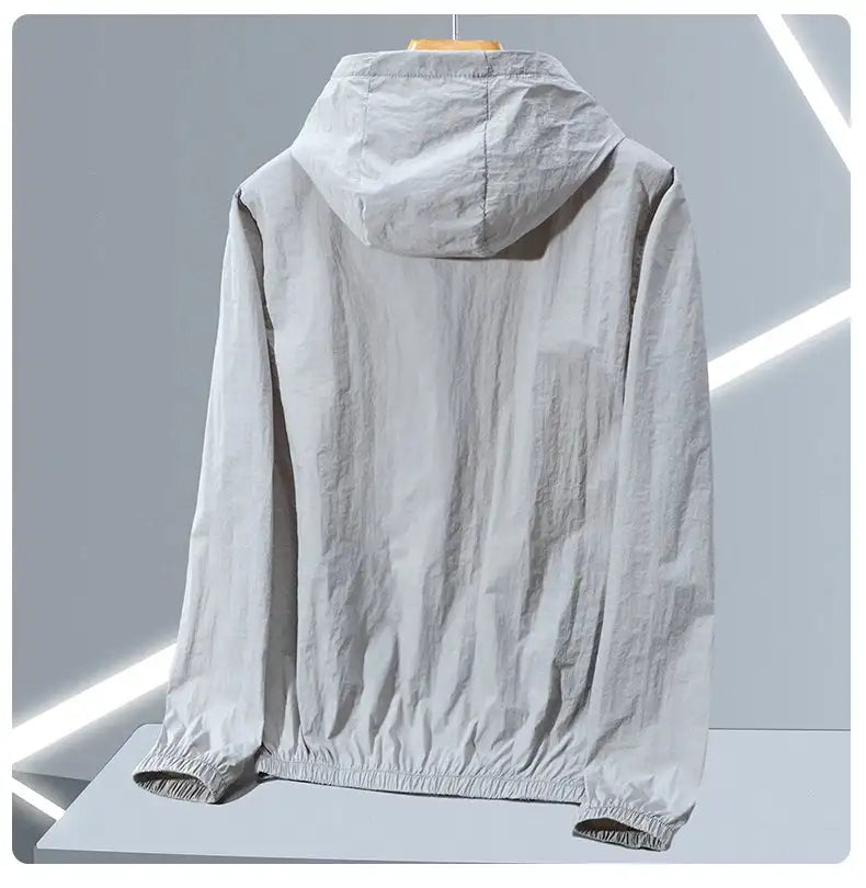 2023 Summer Men's Windbreaker Big Size Sun Protection Clothing Korean Style Ultra-thin Streetwear Zipper Hooded Jackets Man