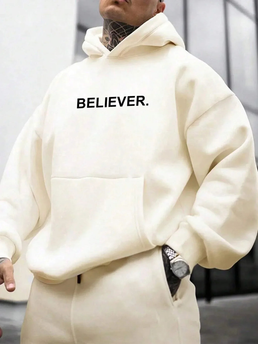 Devotee Letter Printed Hoodie - Trendy Sportswear Pi-Mart