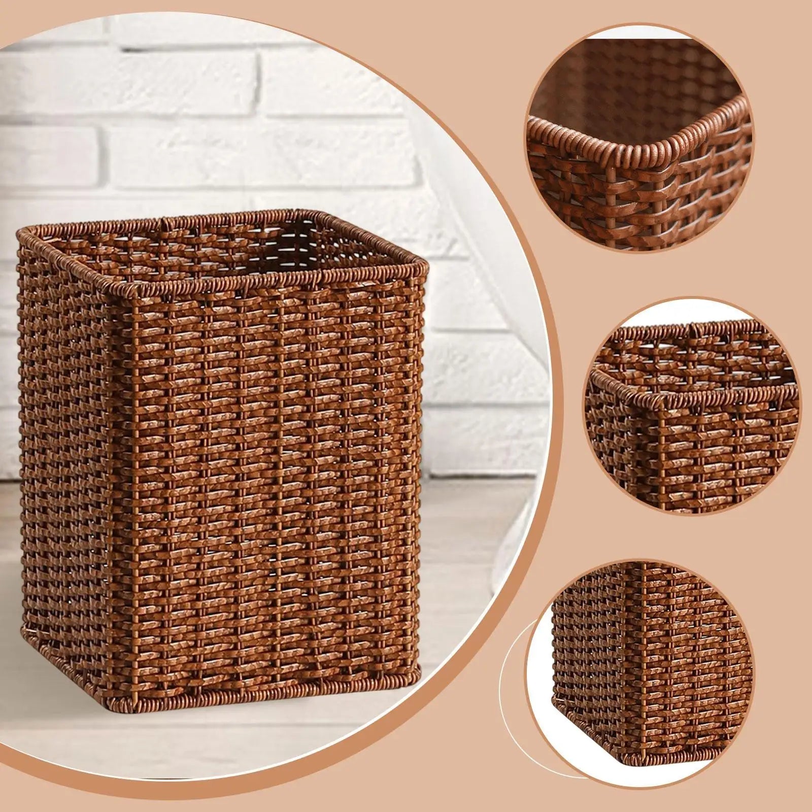 Trash Can Open Top Garbage Can Recycling Bin Dustbin Space Saving Wastebasket Waste Basket for Laundry Office Home Bathroom