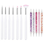 5/20Pcs Nail Art Brush Design Tip Painting Drawing Carving Dotting Pen FlatFan Liner Acrylic Gel UV Polish Manicure Tools