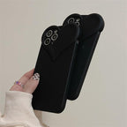 Fashion Cool Black Love Heart Phone Case For iPhone 14 13 Pro Max 12 11 XR XS Dustproof Soft Shockproof Back Cover  Luxury Soft Back Cover Raised Full Camera Protection Bumper Silicone Shockproof Phone Case
