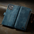 Vintage Card Holder Leather Wallet Case for iPhone 11 12 13 14 Pro Max Mini XR XS Max 8 7 6s Plus SE Storage Pocket Cover Flip Case PU Leather Protective Case With Magnetic Closure