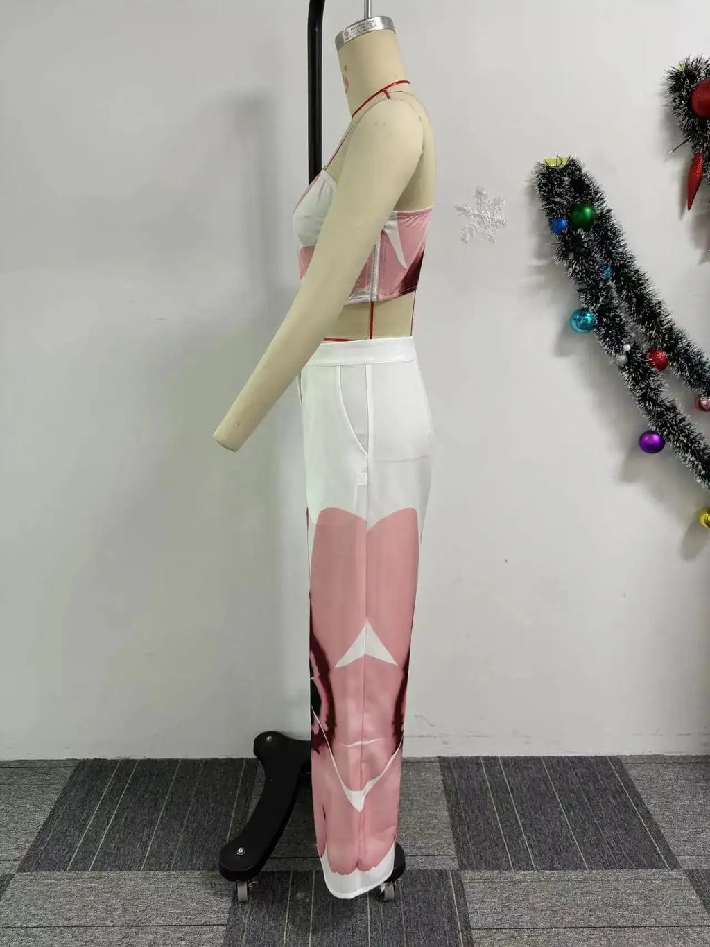 2 Piece Women Sets 2024 New Arrival Summer Autumn Matching Printing Two Pieces Sets Sleeveless Top And Pants Suits Outfits