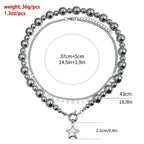 Fashion Heart Beaded Necklace for Women Boho Elegant Irregular Crystal Chain Y2K Choker Exquisite Party Gift Jewelry Accessories
