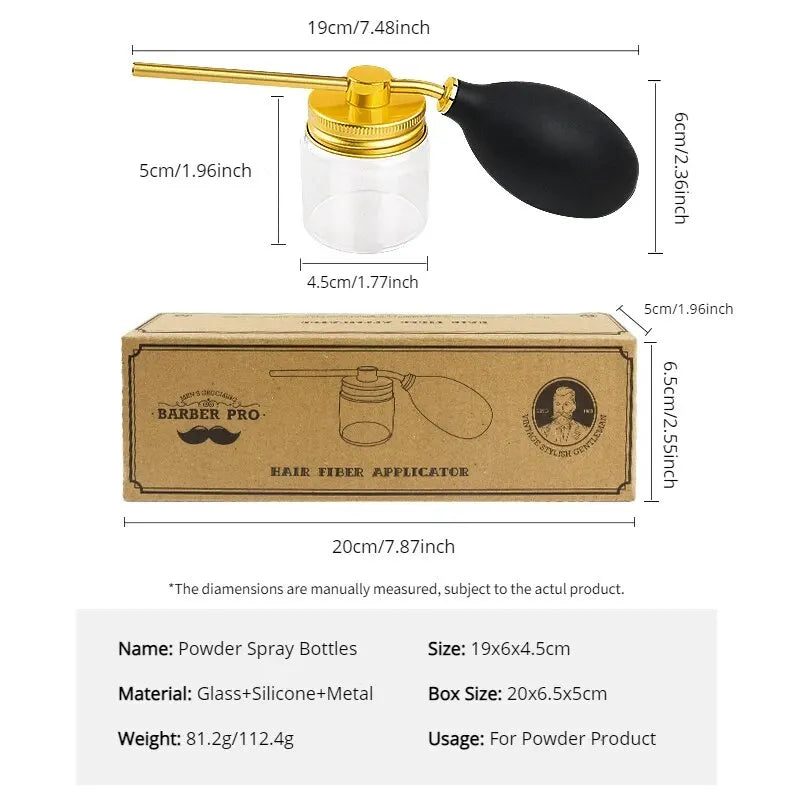 Refillable Barber Powder Spray Bottle Hair Building Fiber Applicator Talc Powder Blower Puffer Tools Salon Accessories Lootquake LLC