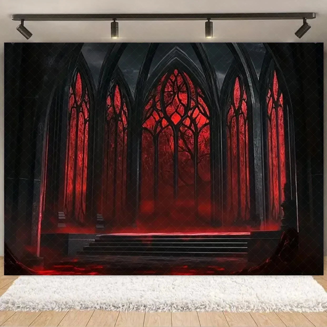 Halloween Decorations  Vintage Castle Wall Backdrop Photography Photos Stone Arched Door And Windows Design Studio Party Decor Lootquake LLC