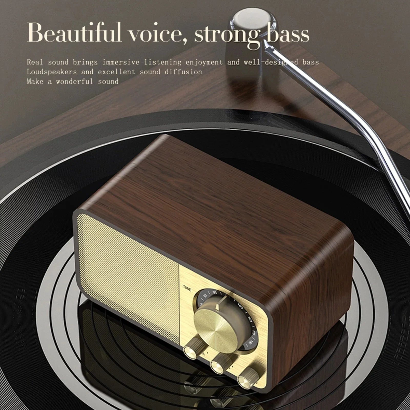 Nostalgic Bluetooth Speaker Bluetooth Sound Retro Classic Speaker Retro Radio Wireless Bluetooth 5.0 Wooden Portable Subwoofer Lootquake LLC