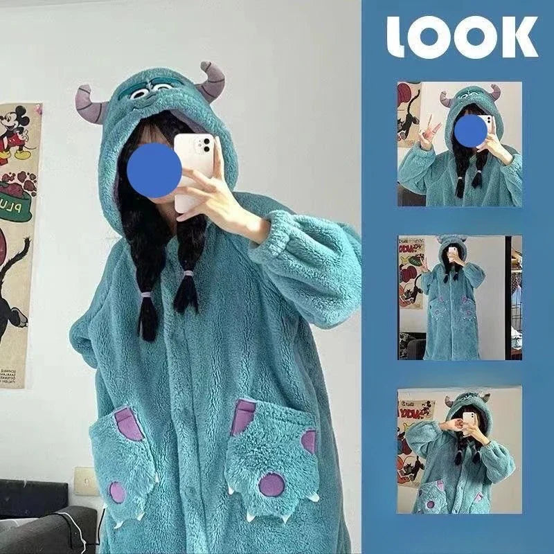 Sleepwear Animal Cosplay Pajamas Nightwear Robes Flannel Nightdress Women Coral Fleece Warm Nightgowns Plush Warm Thicken Lootquake LLC