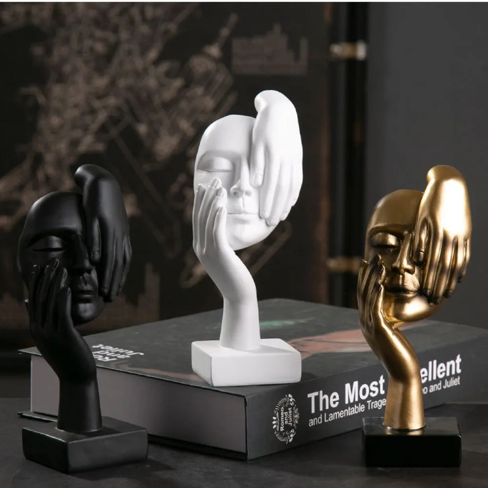 Resin Abstract Statue Desktop Ornaments Sculpture Figurines Face Character Nordic Light Luxury Art Crafts Office Home Decor Lootquake LLC