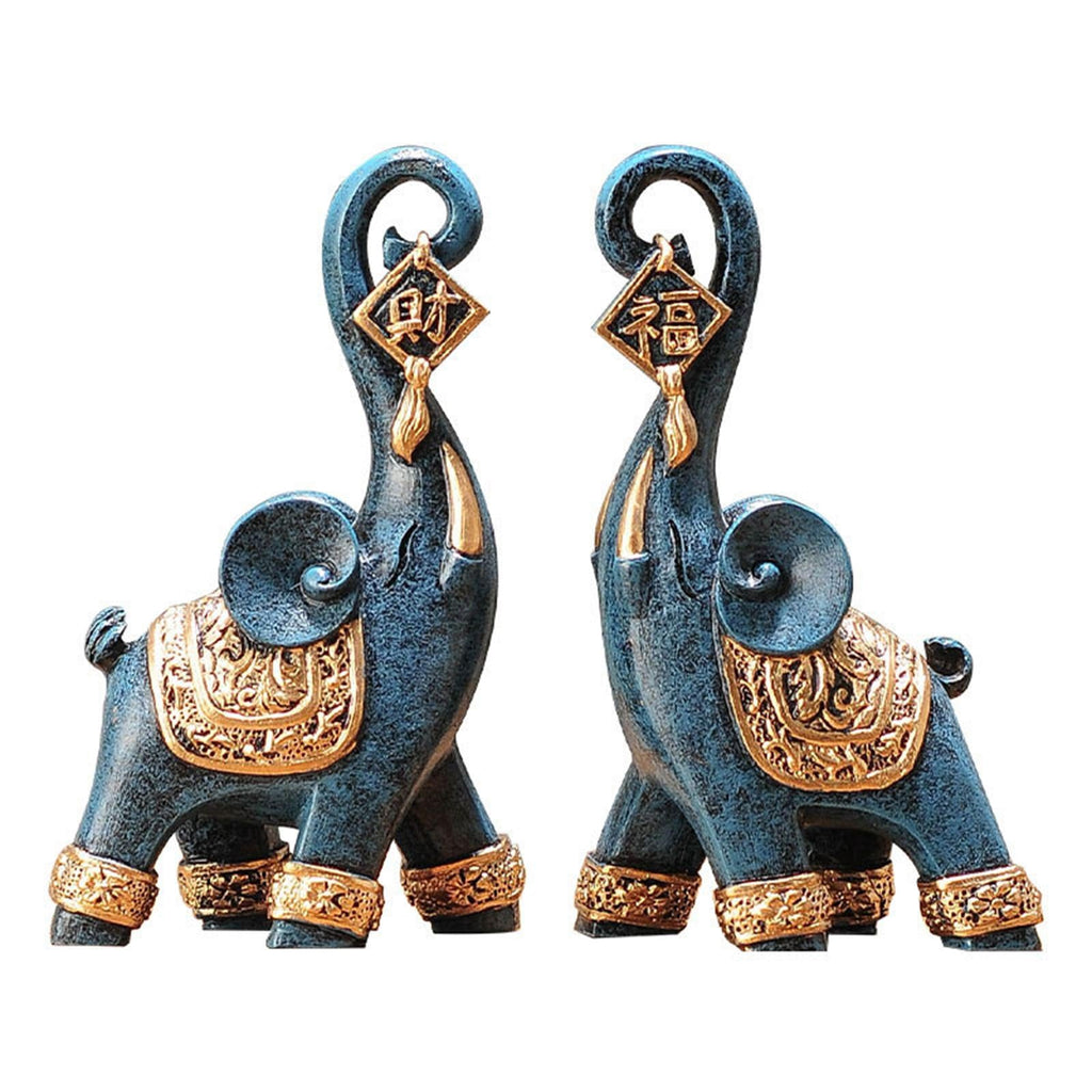 2x Modern Elephant Statues Art Craft Collection Animal Sculpture Ornament for Lootquake LLC