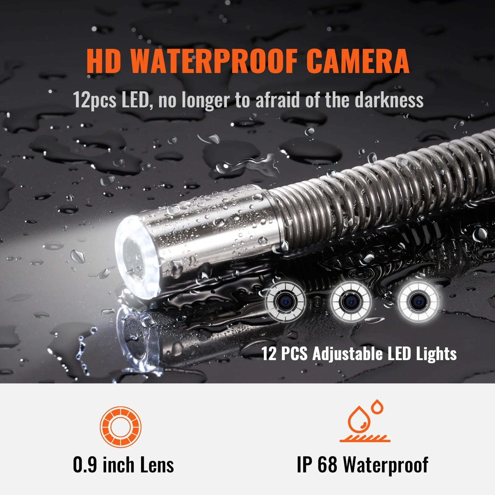 SucceBuy Sewer Camera 9" Screen Pipeline Inspection Camera DVR Function Waterproof Camera 12 Adjustable LEDs and 16 GB SD Card Lootquake LLC