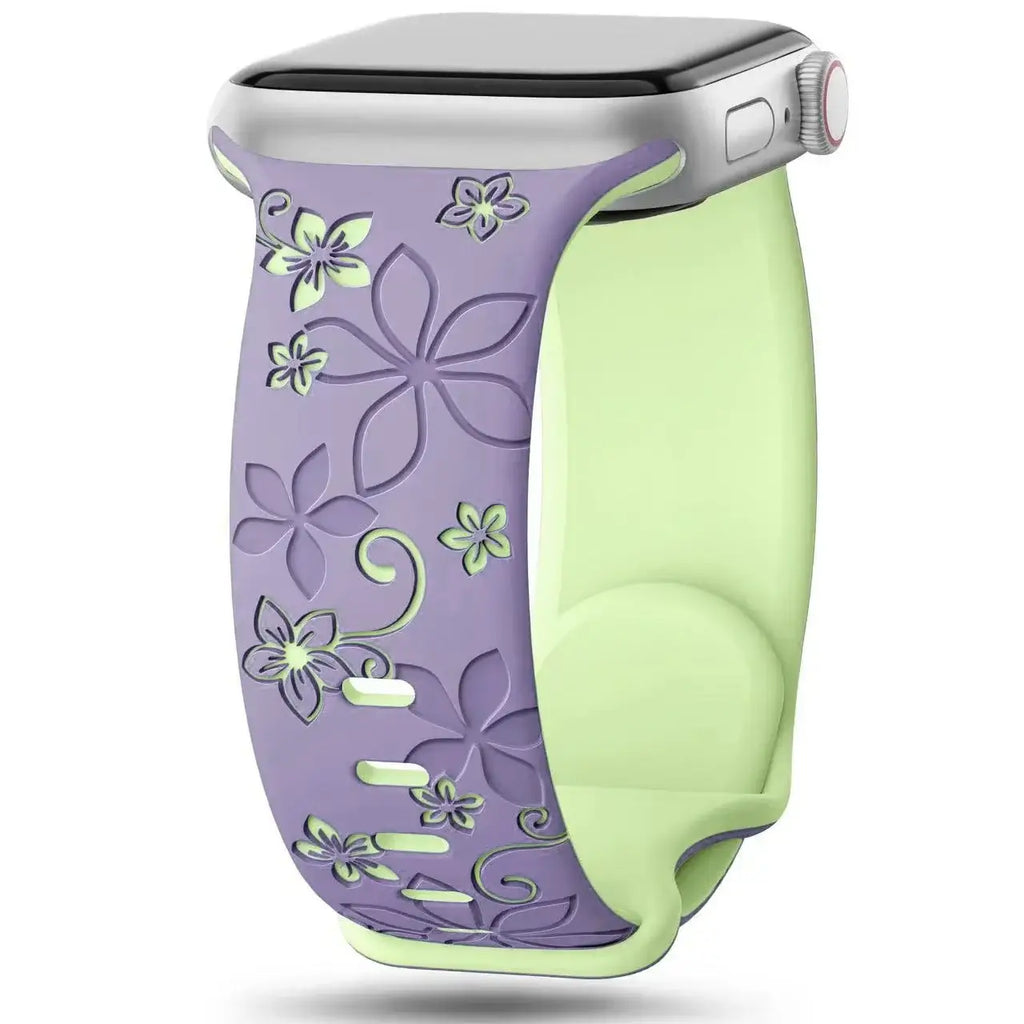 Apple Watch Silicone Band - Durable Floral Design Strap - SJB-DIAMOND ELITES