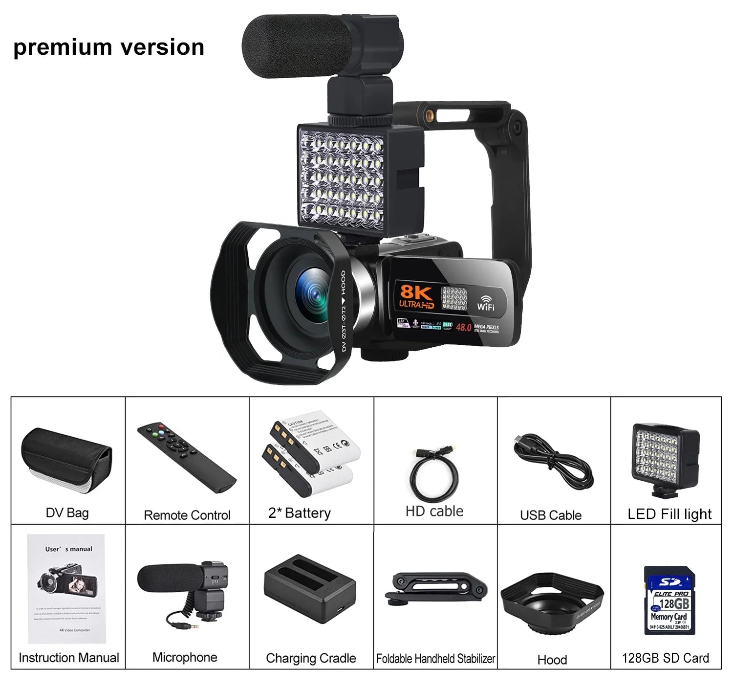 YouTube Camcorder 8K Ultra HD camera Camcorders 48MP Streaming Camera 3.0"Touch Screen Digital Video Camera Lootquake LLC