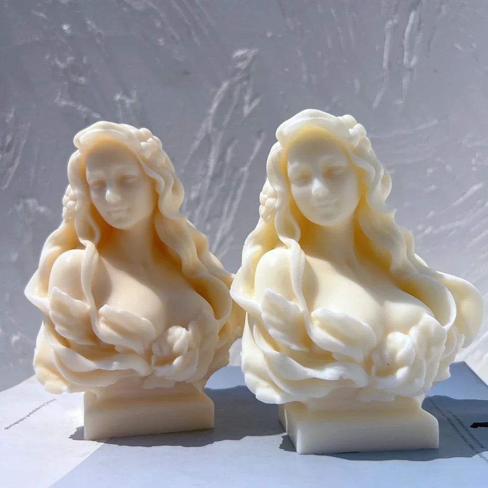 Beautiful Lady Statue Candle Mold Goddess Female Bust Silicone Molds Greek Art Woman Sculpture Soy Wax Tool Lootquake LLC