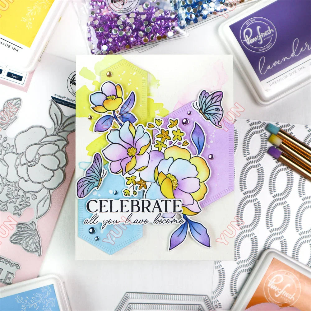 February 2025 New pink Floral Field Metal Cutting Dies Stamp Stencil Hot Foil Set DIY fresh Scrapbook Card Handmade Embossing Lootquake LLC