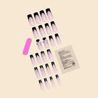 Luxury Women Girls Super Long Square Black French Sparkling Bow Decoration Full Coverage Wearable Fake Nail Press on Nail Art Lootquake LLC