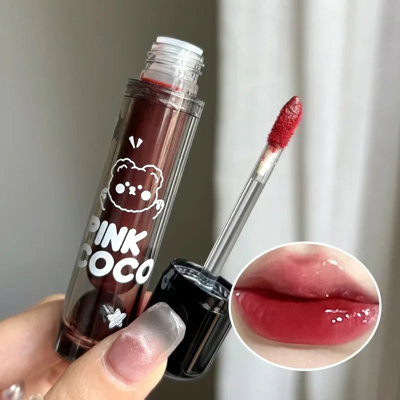 Dark Red Brown Mirror Lip Glaze Water Light Moisturizing Non-stick Cup Highly Pigmented Red Liquid Lipstick Lips Makeup Cosmetic Lootquake LLC