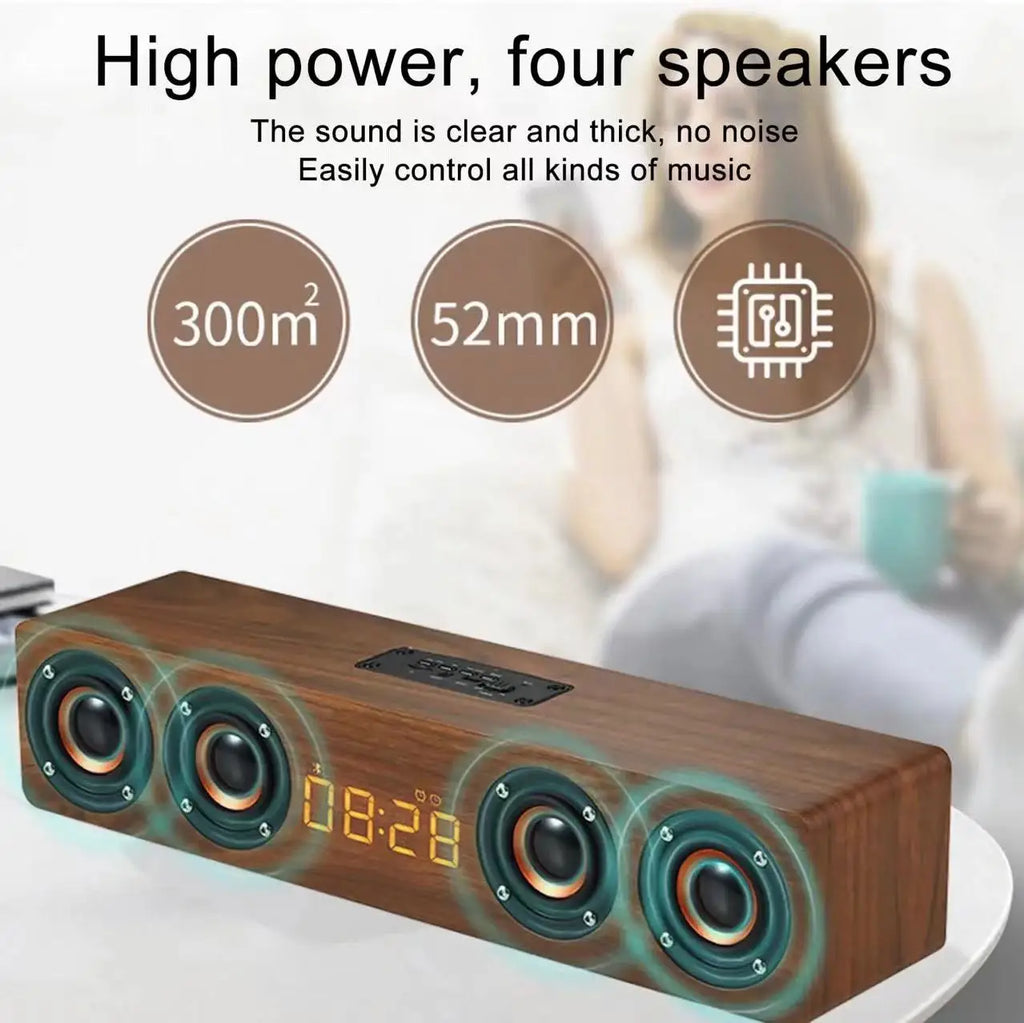 Wooden Bluetooth Speaker Portable Wireless Subwoofer Clock Soundbox Home Computer Echo Wall Soundbar HiFi Stereo TF AUX U Disk Lootquake LLC