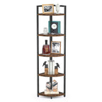 Brown 5 Tier Corner Book Shelf Home Storage Display For Bedroom Office 30cm W x 30cm D x 150cm H Lootquake LLC