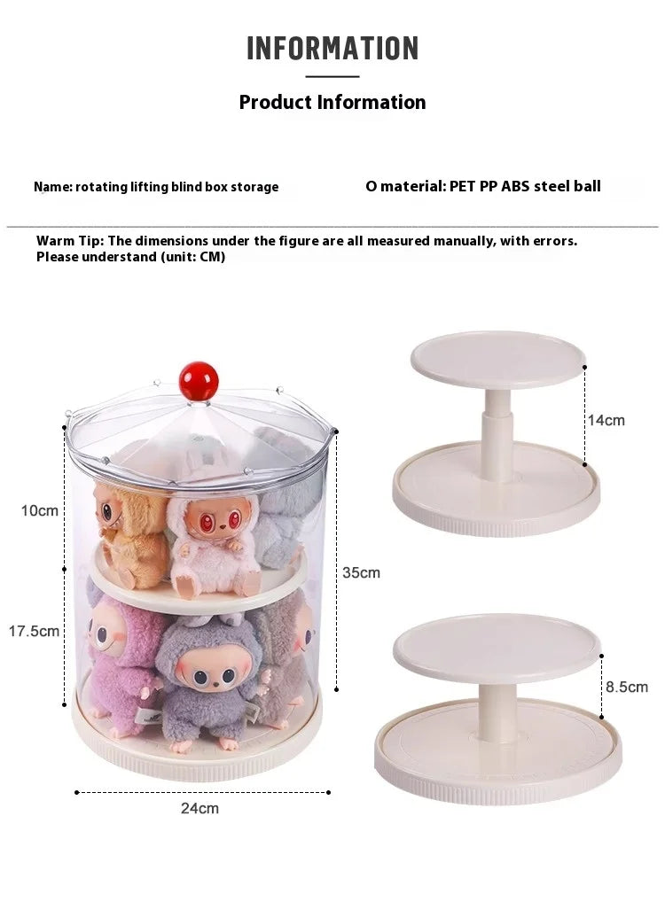 Labubu Rotating Display Box, Transparent Acrylic, Plush Doll Hand-Made Dust-Proof Labubu Pendant Storage Box. Lootquake LLC