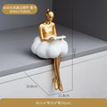 Sitting ballet girl art Golden sculpture Sitting posture ornament home accessories Statuettes Figurines office decor Statues Lootquake LLC