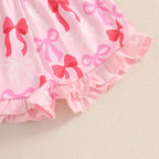 Cute Matching Baby Toddler Brother Outfit Bow Fly Sleeve Tops Elastic Waist Ruffle Shorts 2 Piece Summer Set for Siblings