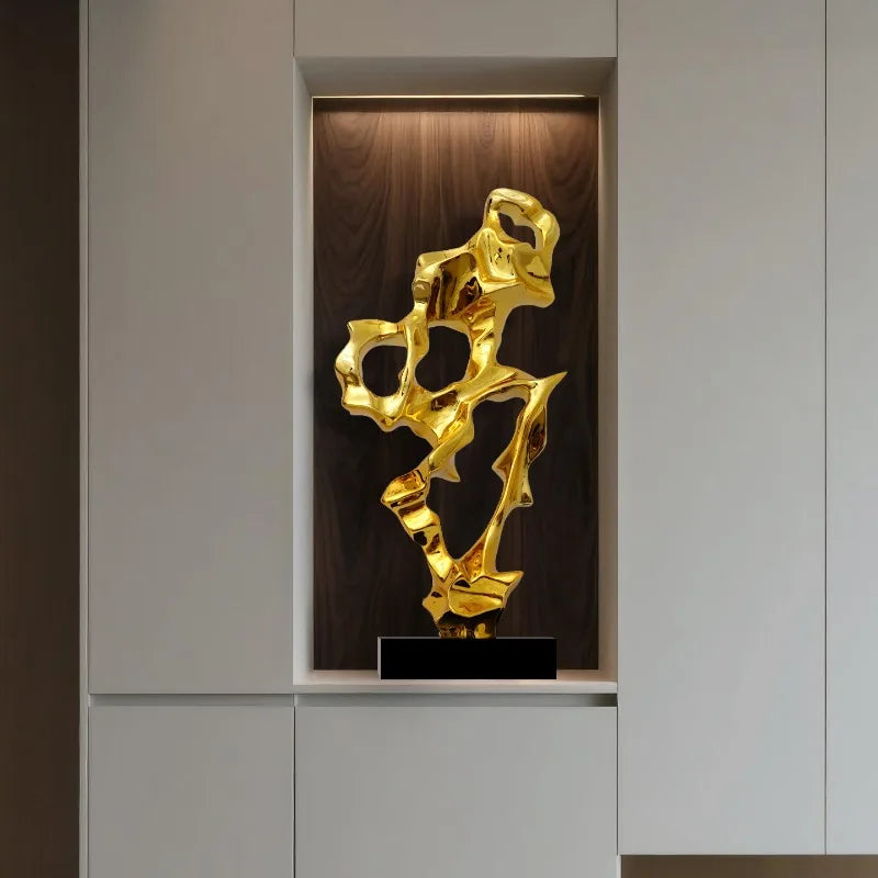 Abstract Art Sculpture Electroplating Transparent Resin Craft Model Modern Home Decor LivingRoom Office Desktop Statue Ornaments Lootquake LLC