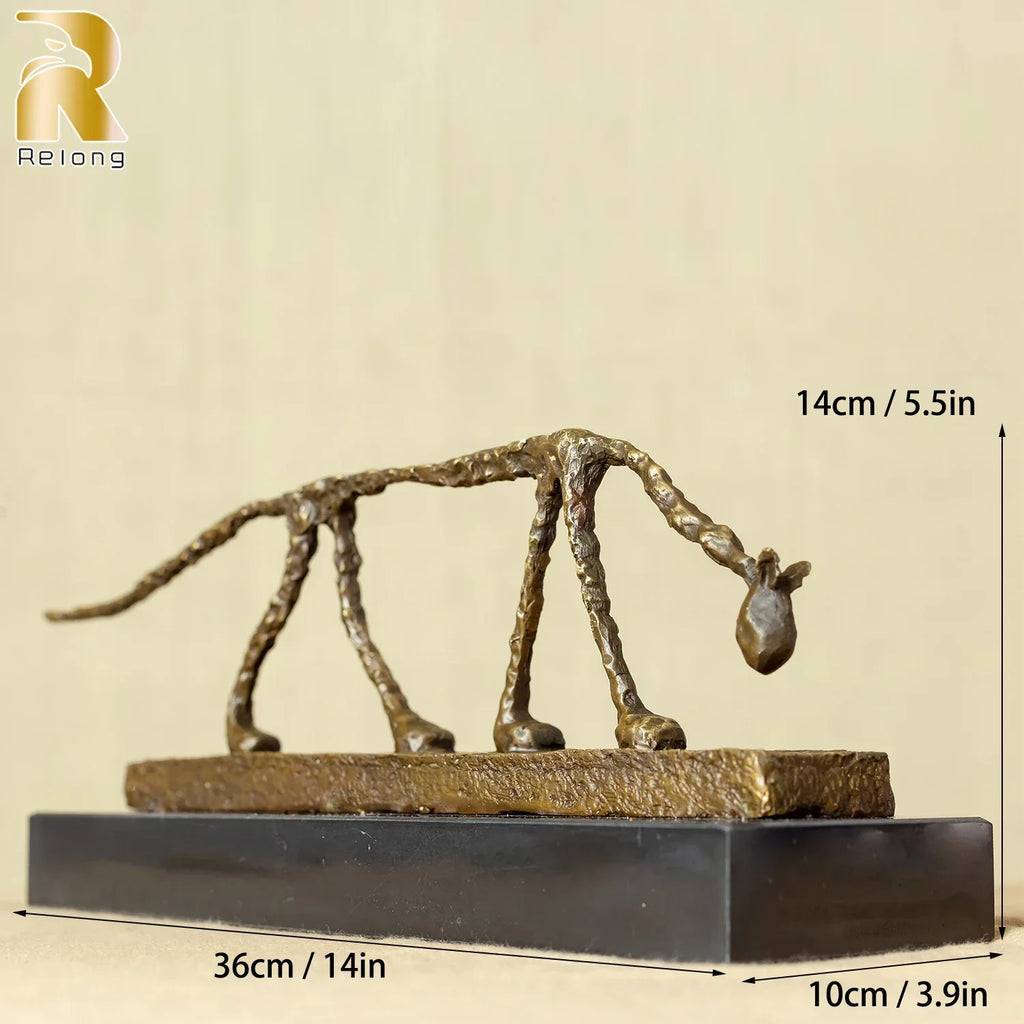 Bronze Cat Statue Abstract Cat Sculpture Classical Giacometti Art Reproduction Skeleton Animal Statue For Home Decor Collection Lootquake LLC