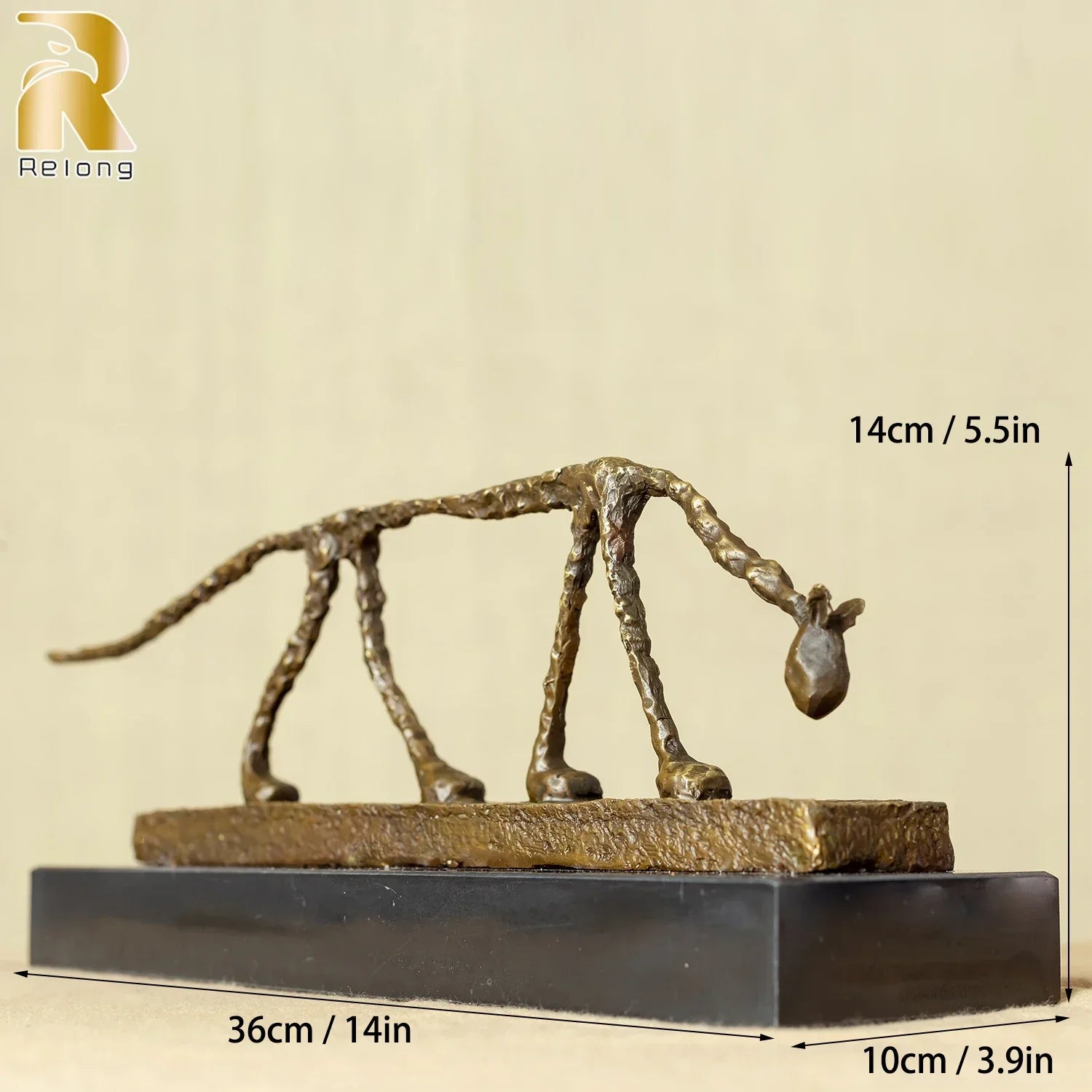 Bronze Cat Statue Abstract Cat Sculpture Classical Giacometti Art Reproduction Skeleton Animal Statue For Home Decor Collection Lootquake LLC