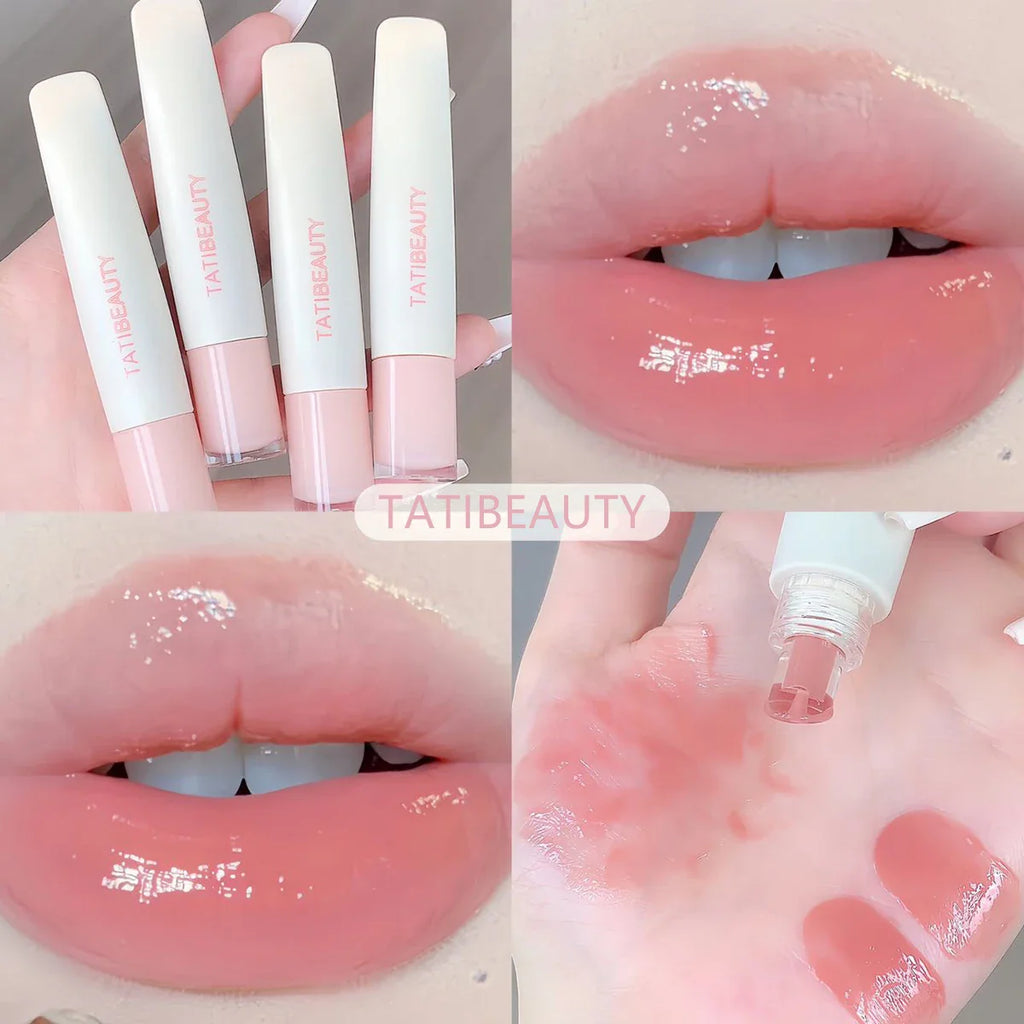 TATIBEAUTY Lip Jelly Essence Hydrating Lipstick Lip Gloss Lip Gloss Mirror Lip Gloss Lipstick Tender Pink Student Makeup Lootquake LLC