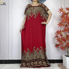 2024 Latest Muslim Sets Women Clothing Cotton Floral Loose Dashiki Long Dress African Abaya Dubai Traditional Islamic Clothing