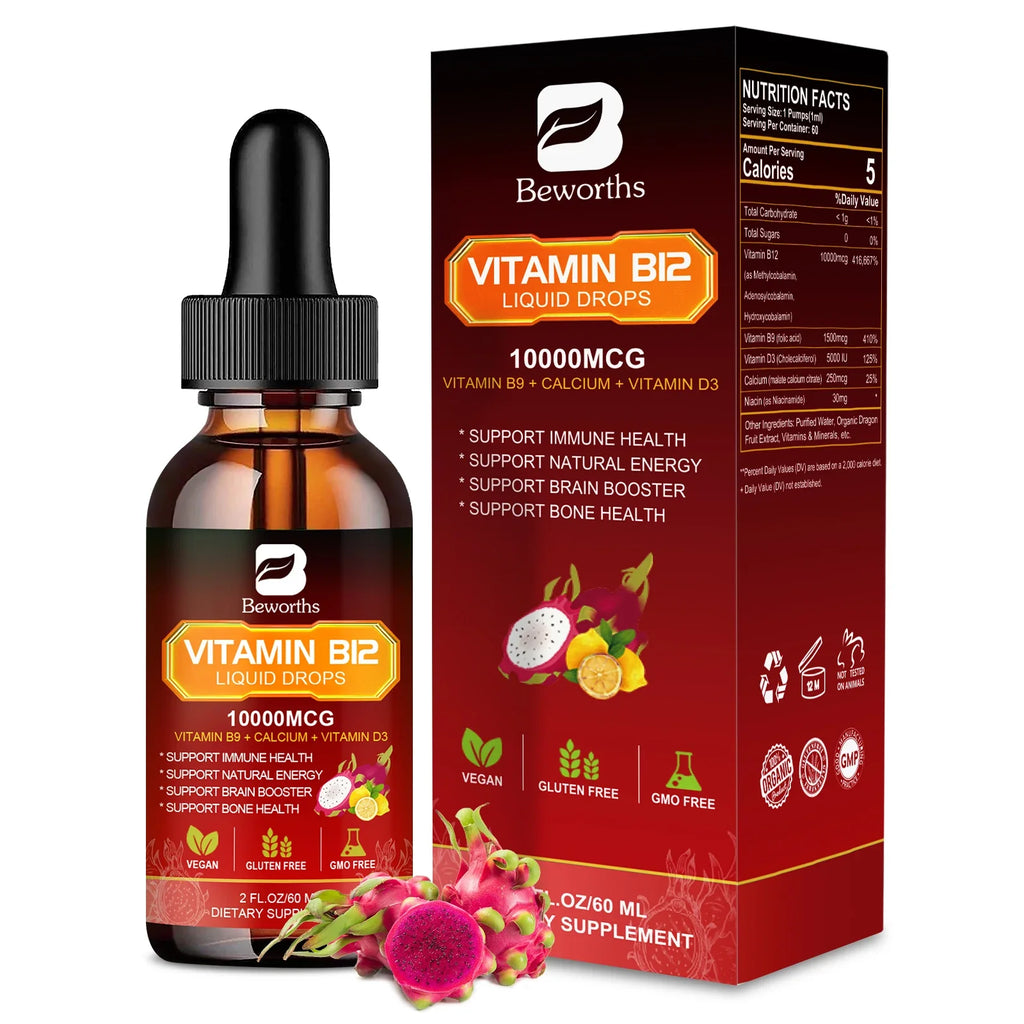 BEWORTHS Vitamin B12 and Vitamin D3 Drink Vitamin Complex Supplements Immune and Intestinal Digestive Health Brain &Heart Health Lootquake LLC