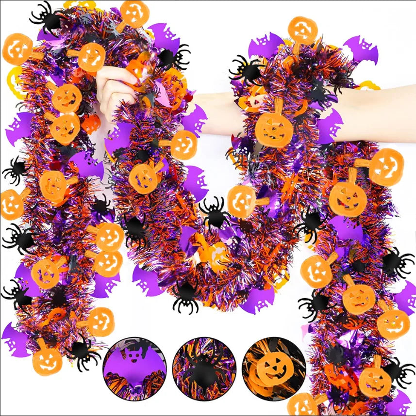 3PCS Halloween Party Streamers – Thickened Bat/Spider/Pumpkin Decor, Haunted House Hanging Garlands, Festive Halloween Deco Lootquake LLC