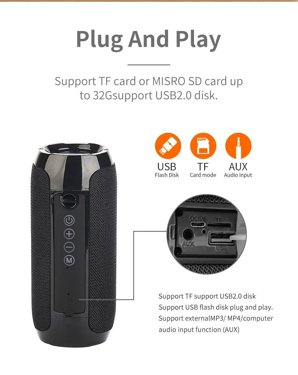 TG117 Bluetooth Speakers Portable Wireless Sound Box  Outdoor Waterproof Stereo Surround Supports TF Radio altavoz bluetooth Lootquake LLC