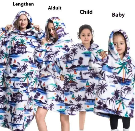 Lazy Blanket Hoodie Family Party Gift Pi-Mart