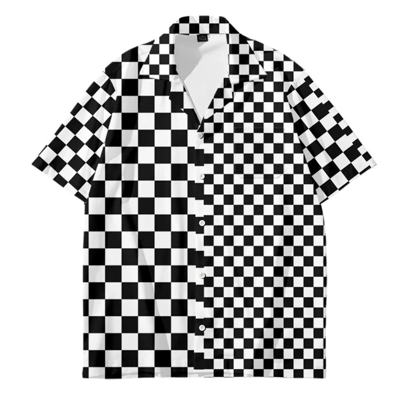 Mens Designer Clothes Black and White Dot Print Shirts Oversized Summer Travel Hawaii Beach Hawaiian Harajuku Camisa Masculino Lootquake LLC
