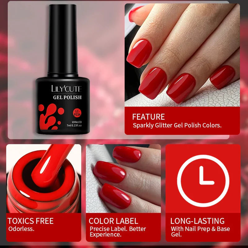 LILYCUTE 5Pcs/Set 7ML Red Brown Nail Gel DIY Nail Art Semi Permanent UV Gel Polish Long Lasting Design Manicure Kit Supplies Lootquake LLC