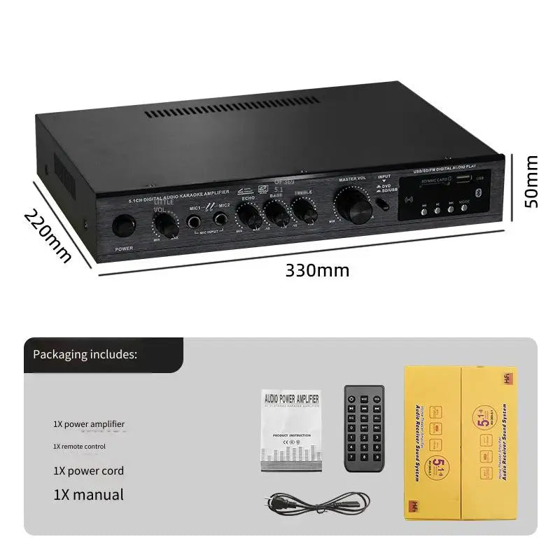 Bluetooth 5.1 Sound Speaker Amplifier Stereo Audio Amplifier Audio Stereo System Components Ultra-heavy Bass High Power Lootquake LLC