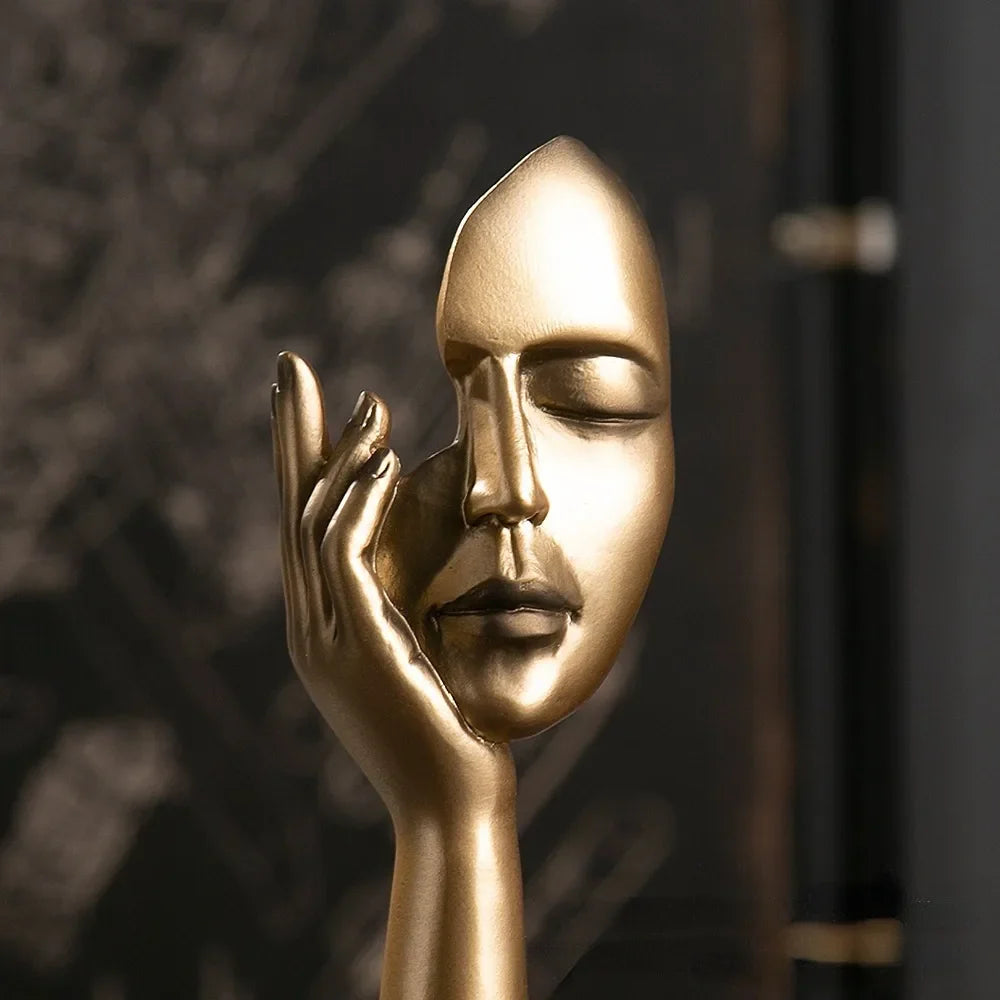 Resin Abstract Statue Desktop Ornaments Sculpture Figurines Face Character Nordic Light Luxury Art Crafts Office Home Decor Lootquake LLC