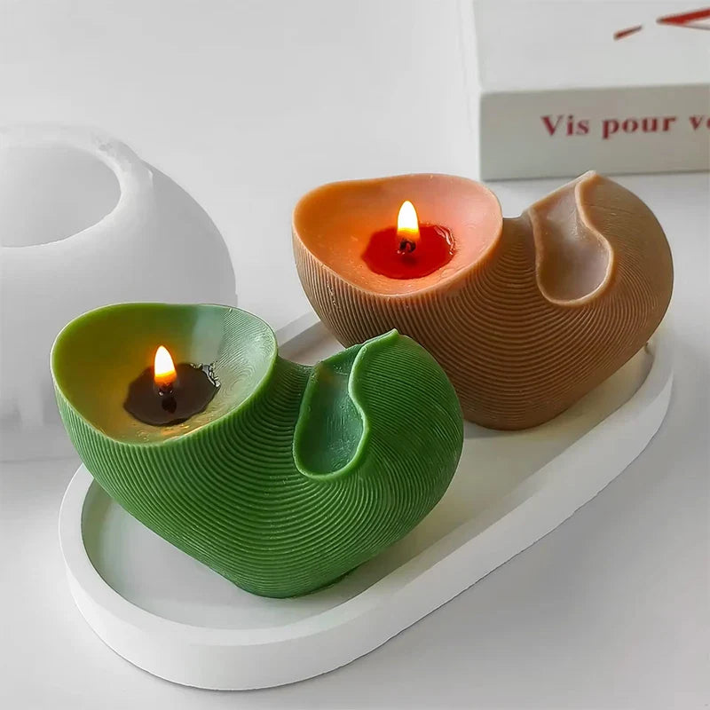 Aesthetic Wavy Fluted Geometric Striped Silicone Wax Candle Moulds Home Decor Unique Sculptural Ribbed Candle Mold Lootquake LLC