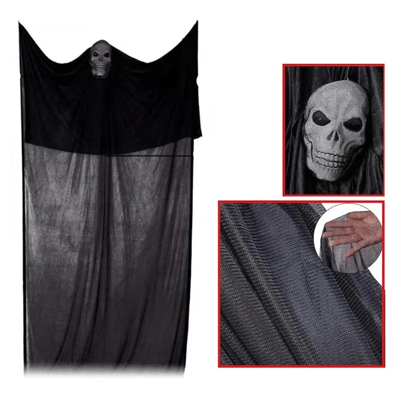 Halloween Hanging Skull Ghost Haunted House Decoration With LED Sound Ghost Ornament Indoor Outdoor Bar Halloween Party Decor Lootquake LLC