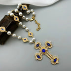 Cross Pendant Necklace with pearl Female Silver 925 and steel Jewelry For Women Fashion girls Lootquake LLC