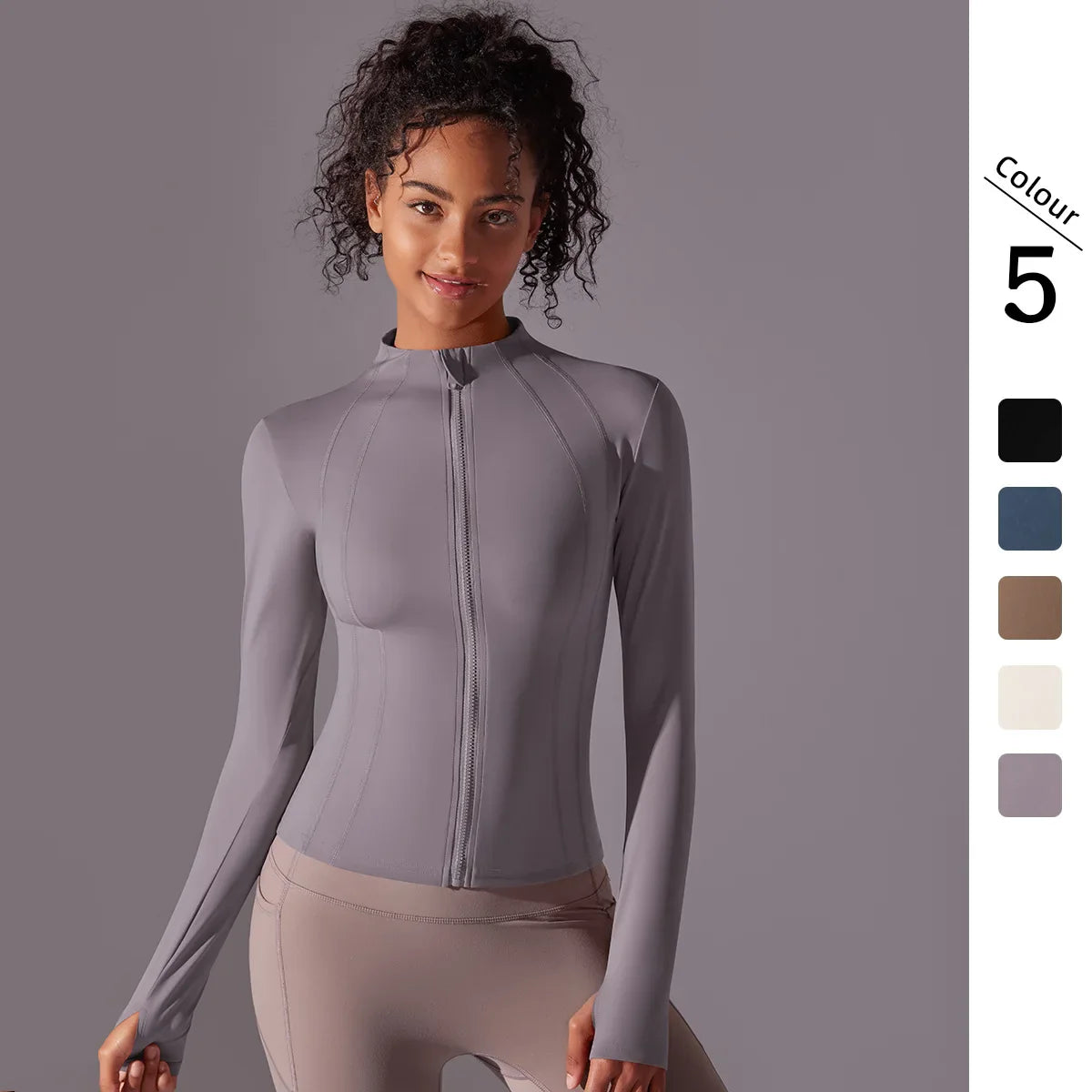 Women's Full Zip Yoga Top With Thumbholes - SJB-DIAMOND ELITES